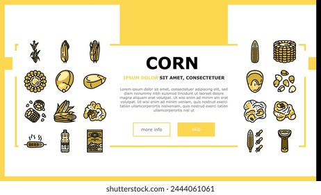 corn maize green, cob sweet landing web page vector. farm grain, food plant, agriculture field yellow, leaf fresh, organic crop, summer corn maize green, cob sweet Illustration