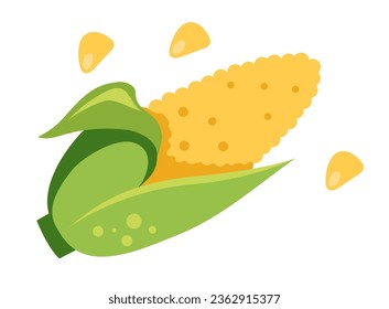 Corn maize kernel grain corncob line art drawing isolated concept. Vector flat graphic design illustration
