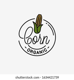 Corn maize logo. Round linear logo of corn on white background