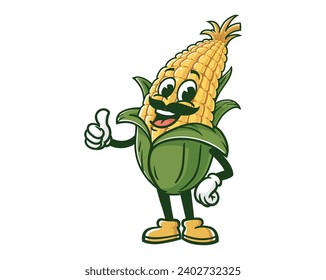 corn maize with mustache cartoon mascot illustration character vector clip art