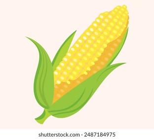 Corn maize sign icon. Simple corn clipart vector illustration isolated on white background. Cute corn or corncob cartoon style. . Organic food, vegetables and restaurant concept