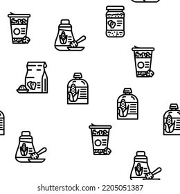 maíz maíz planta dulce cob vector patrón sin soldadura delgado ilustración de línea delgada