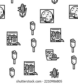 corn maize sweet plant cob vector seamless pattern thin line illustration