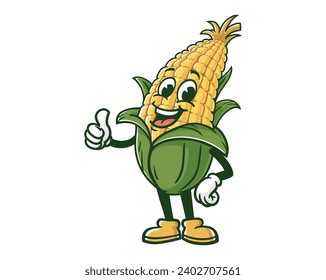 corn maize with thumbs up cartoon mascot illustration character vector clip art