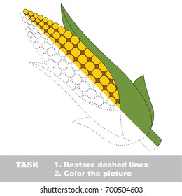 Corn Maize, tracing colorless half. Dot to dot educational game for kids.