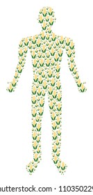 Corn man figure. Vector corn icons are composed into human composition.