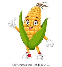 Corn mascot cartoon showing thumbs up
