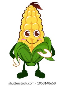 corn mascot cartoon in vector