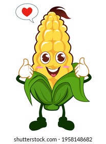 corn mascot cartoon in vector