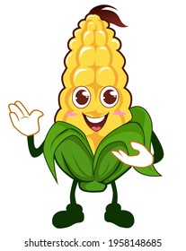 corn mascot cartoon in vector