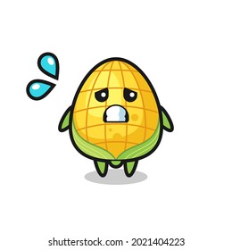 corn mascot character with afraid gesture , cute style design for t shirt, sticker, logo element