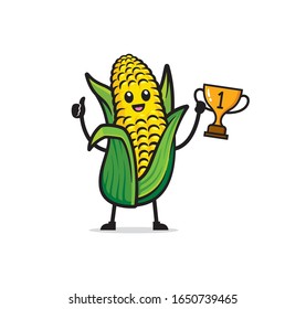 Corn mascot character design vector