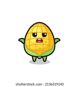 corn mascot character saying I do not know , cute style design for t shirt, sticker, logo element