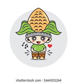 Corn mascot cute characters activity illustration vector