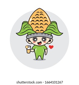 Corn mascot cute characters activity illustration vector