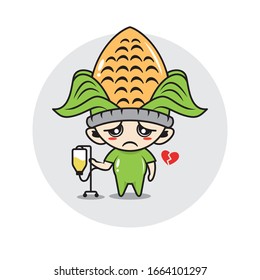 Corn mascot cute characters activity illustration vector