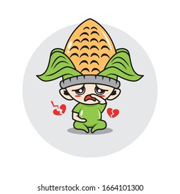 Corn Mascot süße Zeichen Aktivität Illustration Vektorillustration