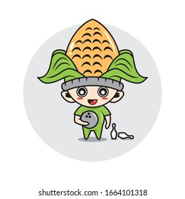 Corn mascot cute characters activity illustration vector