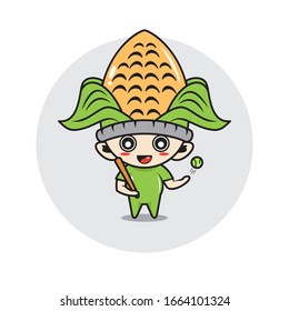 Corn mascot cute characters activity illustration vector