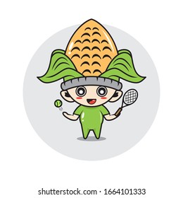 Corn Mascot süße Zeichen Aktivität Illustration Vektorillustration