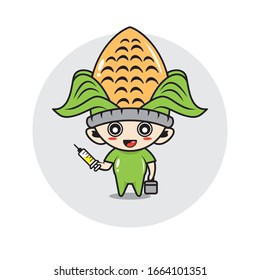 Corn Mascot süße Zeichen Aktivität Illustration Vektorillustration