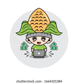 Corn mascot cute characters activity illustration vector