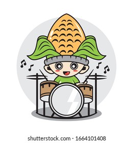 Corn mascot cute characters activity illustration vector
