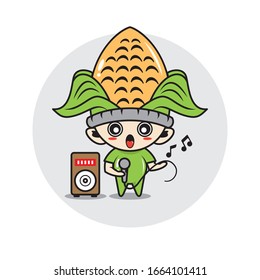 Corn Mascot süße Zeichen Aktivität Illustration Vektorillustration