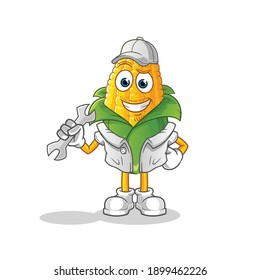 corn mechanic cartoon. cartoon mascot vector