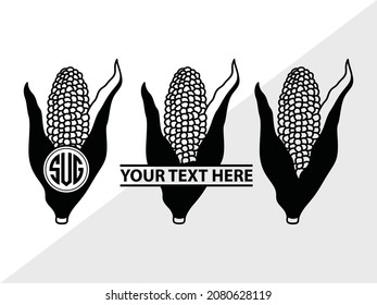 Corn Monogram, Summer, Printable Vector Illustration