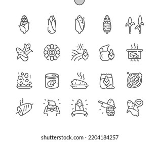 Corn. Nature vegetable organic food nutrition. Food shop, supermarket. Menu for cafe. Pixel Perfect Vector Thin Line Icons. Simple Minimal Pictogram