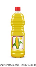 Corn oil. Bottle with vegetable oil on white background. Vector illustration