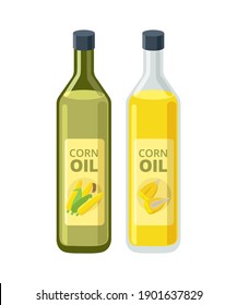 Corn oil bottles -vector illustration in flat design isolated on white background