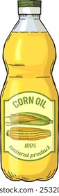 Corn oil drawing. Cooking ingredient color icon