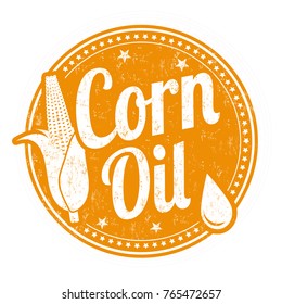 Corn oil grunge rubber stamp on white background, vector illustration