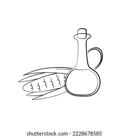 Corn oil icon sign. Maize oil bottle icon. Vector cartoon hand drawn illustration