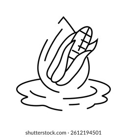 corn oil liquid yellow line icon vector. corn oil liquid yellow sign. isolated contour symbol black illustration
