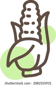 Maíz sobre la mazorca, ilustración, vector, sobre un fondo blanco.