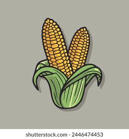 Corn On The Cob Sign Emoji Icon Illustration. Maize Vector Symbol Emoticon Design Clip Art Sign Comic Style.