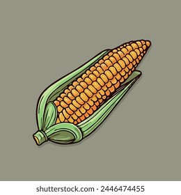 Corn On The Cob Sign Emoji Icon Illustration. Maize Vector Symbol Emoticon Design Clip Art Sign Comic Style.