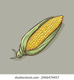 Corn On The Cob Sign Emoji Icon Illustration. Maize Vector Symbol Emoticon Design Clip Art Sign Comic Style.