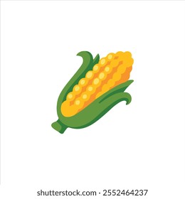 Corn on the cob sign emoji illustration. Ear of maize vector symbol emoticon design. Maize isolated on white background. 