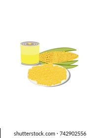 Corn on a plate on a white background