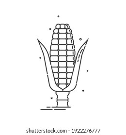 Mais auf weißem Hintergrund. Bio-Lebensmittel. Gesundes Produkt. Junge Ohren von Mais mit Blättern. Gesund essen. Vegetarisches Essen. Billardkunst-Icon. Eingeschlossenes Objekt. Vektorgrafik.
