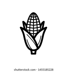 Corn outline icon in black color