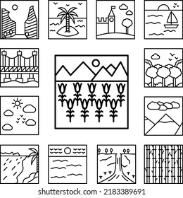 corn outline icon in a collection with other items