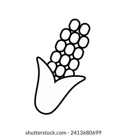 Icono de contorno de maíz aislado en fondo blanco. Ilustración vectorial.