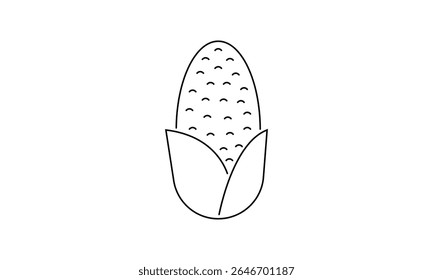 Corn outline icon isolated on transparent background flat vector illustration. EPS 10