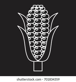 Corn outline icon vector illustration for design and web isolated on black background. Corn vector object for labels logos and advertising