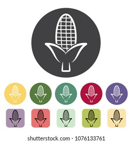 Corn outline icons collection. Vector illustration.
